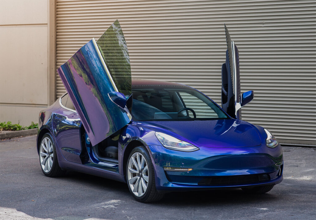 Tesla with Prism Paint Protection Film installed by Blue Star Auto Salon